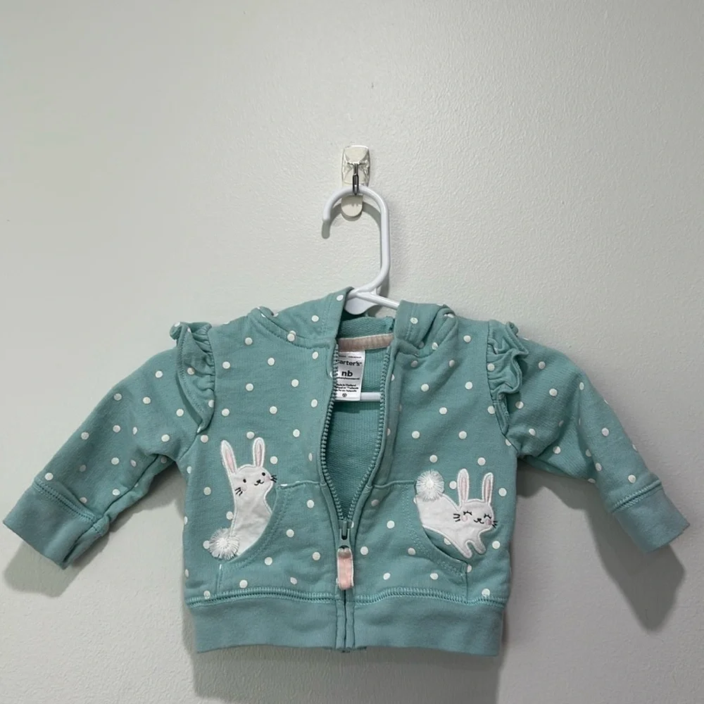 Polka dot bunny zip up jacket